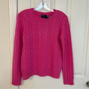 Polo Ralph Lauren 100% Cashmere Iconic Cable Knit Sweater in Pink Size M